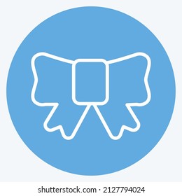 Ribbon Icon in trendy blue eyes style isolated on soft blue background