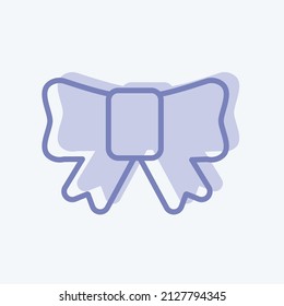 Ribbon Icon in trendy two tone style isolated on soft blue background