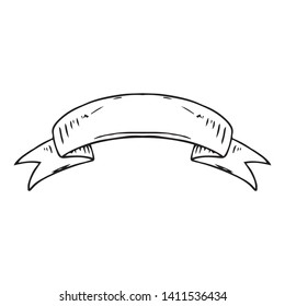 Ribbon icon. Vector illustration of a blank ribbon. Hand drawn ribbon for inscription.