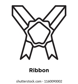 Ribbon icon vector isolated on white background, Ribbon transparent sign , line and outline elements in linear style