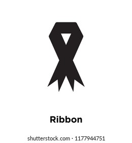 Ribbon icon vector isolated on white background, logo concept of Ribbon sign on transparent background, filled black symbol