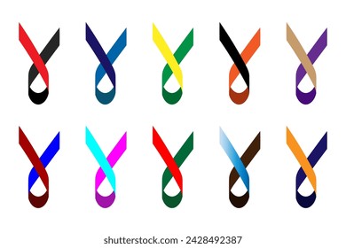 Ribbon icon world cancer day vector illustration.