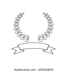 ribbon icon and wreath icon conception 