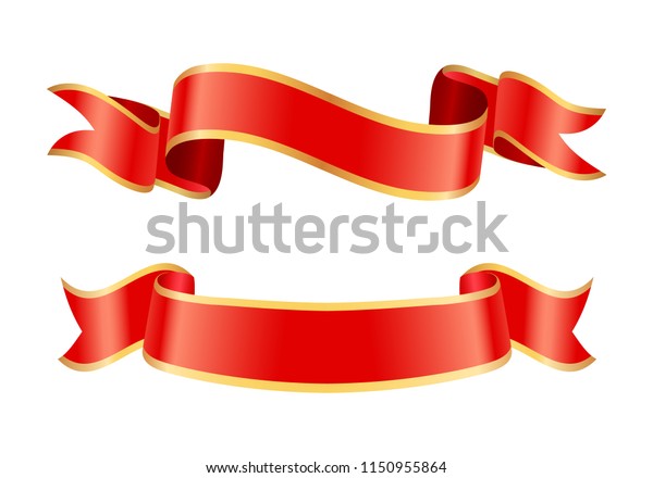 Ribbon Icons Banners Set Red Stripes Stock Vector (Royalty Free) 1150955864