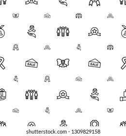 ribbon icons pattern seamless white background. Included editable outline celebrating victory, bow, ribbon on hand, sale, medal with star icons. ribbon icons for web and mobile.