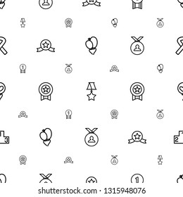 ribbon icons pattern seamless white background. Included editable outline  baloons, medal, number medal, medal with star, ranking icons. ribbon icons for web and mobile.