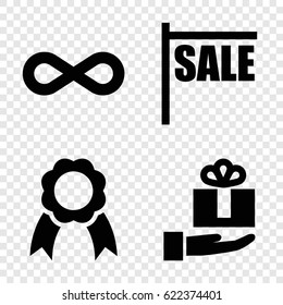 Ribbon icons set. set of 4 ribbon filled icons such as ribbon, eternity, gift on hand