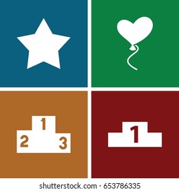 Ribbon icons set. set of 4 ribbon filled icons such as star, heart baloons