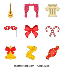 Ribbon icons set. Cartoon set of 9 ribbon vector icons for web isolated on white background