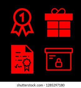 ribbon icons set with diploma, box and first place medal vector set