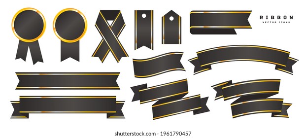 ribbon icons in various shapes vector illustration	
