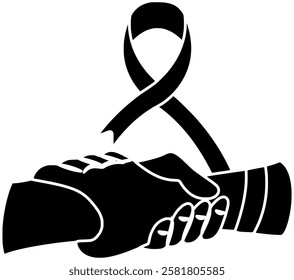 ribbon illustration care silhouette health logo awareness icon heart outline hope aids world day support illness sign disease help shape with vector graphic background