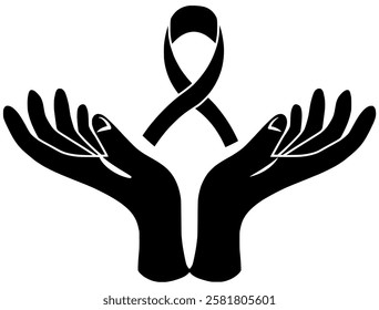 ribbon illustration care silhouette health logo awareness icon heart outline hope aids world day support illness sign disease help shape with vector graphic background