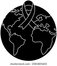 ribbon illustration care silhouette health logo awareness icon heart outline hope aids world day support illness sign disease help shape with vector graphic background