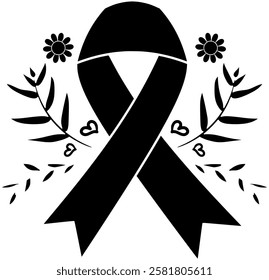 ribbon illustration care silhouette health logo awareness icon heart outline hope aids world day support illness sign disease help shape with vector graphic background