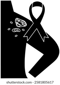 ribbon illustration care silhouette health logo awareness icon heart outline hope aids world day support illness sign disease help shape with vector graphic background