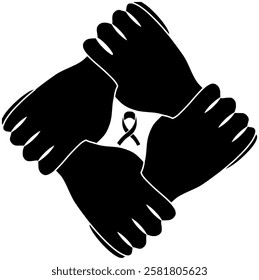 ribbon illustration care silhouette health logo awareness icon heart outline hope aids world day support illness sign disease help shape with vector graphic background