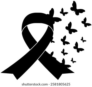 ribbon illustration care silhouette health logo awareness icon heart outline hope aids world day support illness sign disease help shape with vector graphic background