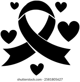 ribbon illustration care silhouette health logo awareness icon heart outline hope aids world day support illness sign disease help shape with vector graphic background