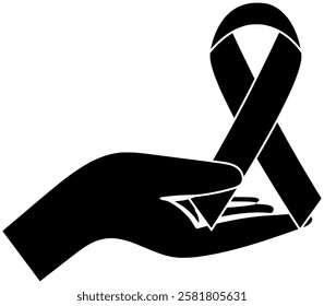 ribbon illustration care silhouette health logo awareness icon heart outline hope aids world day support illness sign disease help shape with vector graphic background