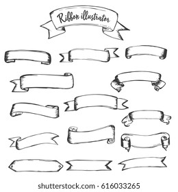 Ribbon illustration hand drawn in a simple form