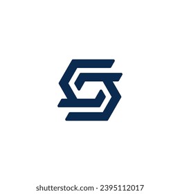 Ribbon Initial Letter S with hexagon shape logo design 