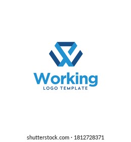 Cinta Letra inicial W para trabajo con diseño de logotipo de traje de hombre de negocios de uso de cuello