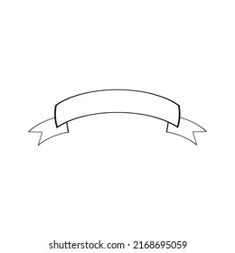 Ribbon for the inscription. Wide voluminous arcuate strip curved in a semicircle. Hand drawn vector illustration.