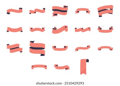 Ribbon isolated object set. Ribbon isolated element set.