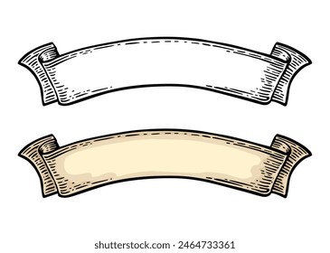 Cinta aislada sobre fondo blanco. Ilustración de grabado vintage de color de Vector para menú, póster, Web y etiqueta. Dibujado a mano en un estilo gráfico.