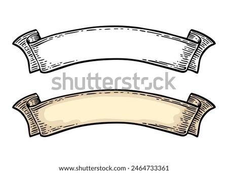 Ribbon isolated on white background. Vector color vintage engraving illustration for menu, poster, web and label. Hand drawn in a graphic style.