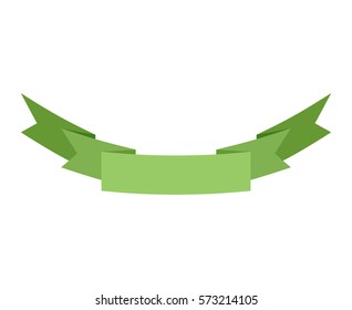 Ribbon isolated template green. Decorative tape for heraldry. Retro elements for your design
