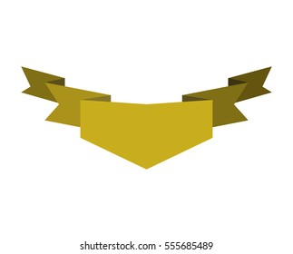Ribbon isolated template yellow. Decorative tape for heraldry. Retro elements for your design
