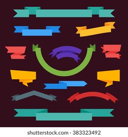 Ribbon isolated vector in flat design style. Colorful abstract ribbon badge
