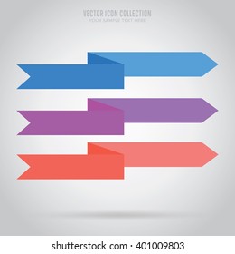 Ribbon isolated vector in flat design style. Colorful abstract ribbon badge