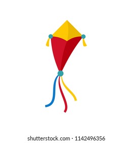 Ribbon kite icon. Flat illustration of ribbon kite vector icon for web isolated on white