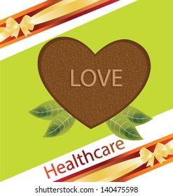 Ribbon. Kiwi heart vector illustration