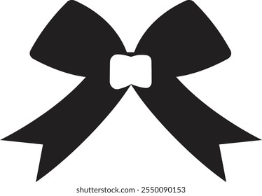 Ribbon Knot Vector Icon. Decorative Bow Vector Symbol for UI Design. Ribbon icon isolated on white background. Black gift bow icon isolated on white background. Vector illustration.