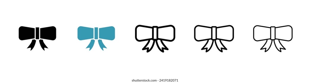 Juego de iconos de vectores de Knot de cinta. Símbolo decorativo de vectores de reverso para el diseño de la interfaz de usuario.