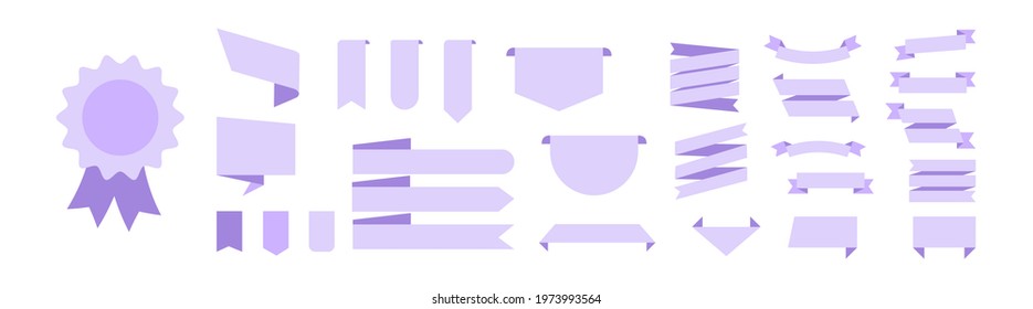 Ribbon label banner collection. Vector illustration. Ribbons badge on white background. EPS 10. 