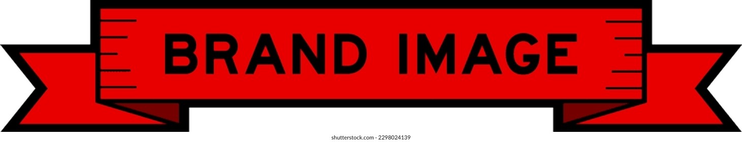 Ribbon label banner with word brand image in red color on white background
