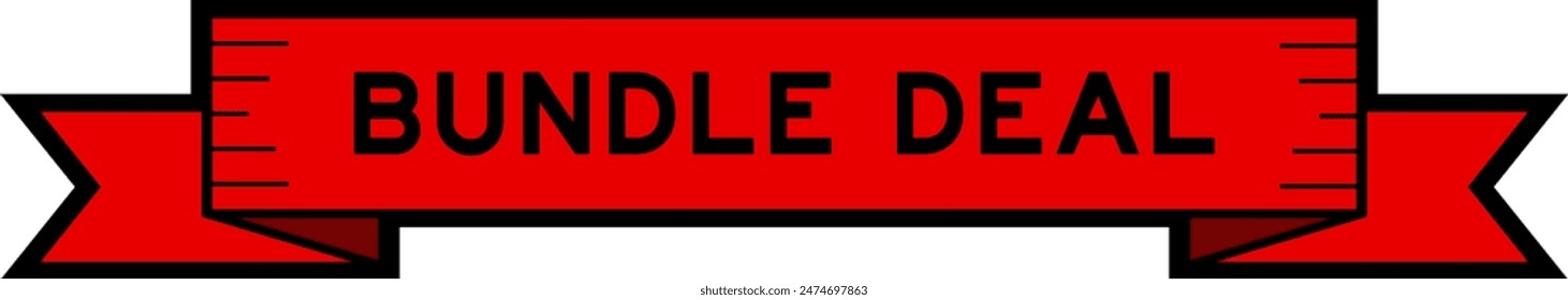 Ribbon label banner with word bundle deal in red color on white background