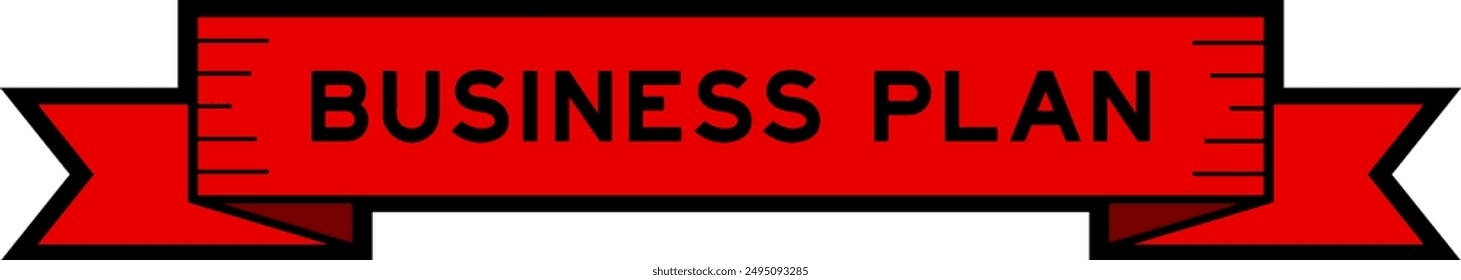 Ribbon label banner with word business plan in red color on white background