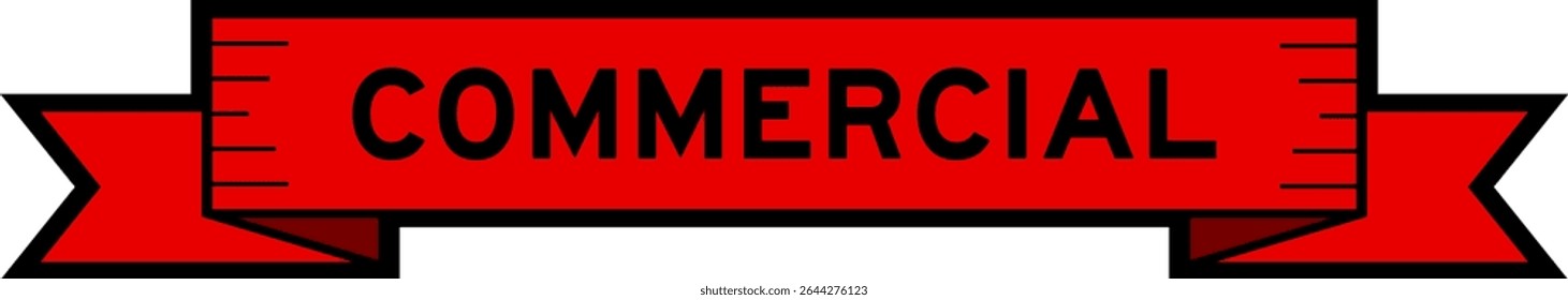 Banner de rótulo da faixa de opções com palavra comercial em vermelho sobre fundo branco