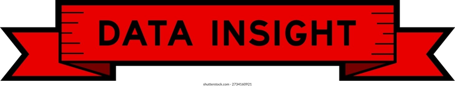 Banner de etiqueta de fita com insight de dados de palavra na cor vermelha no fundo branco
