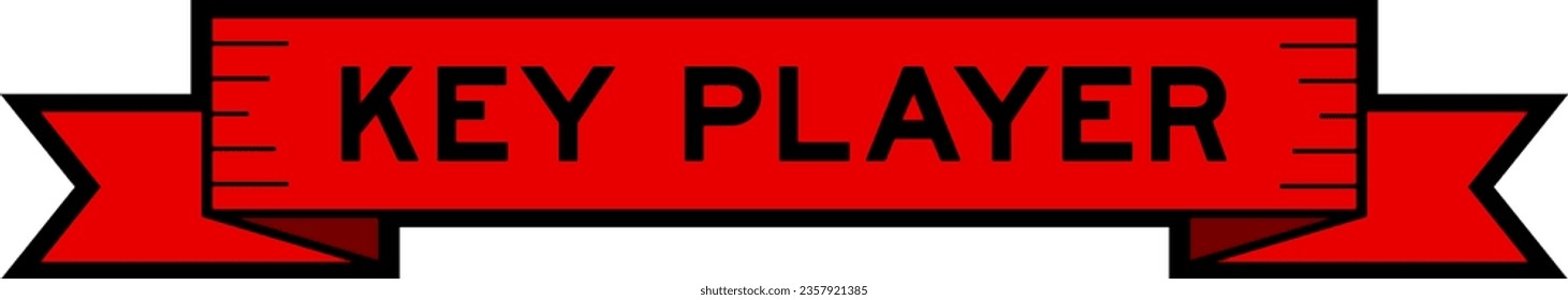 Ribbon label banner with word key player in red color on white background