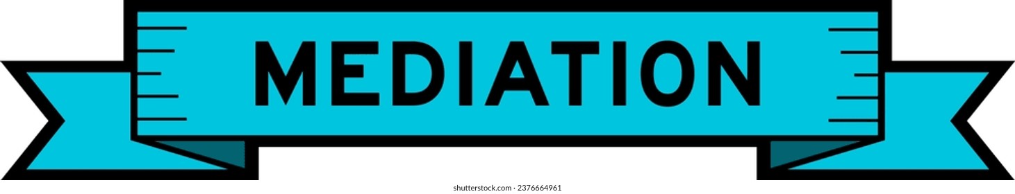 Ribbon label banner with word mediation in blue color on white background