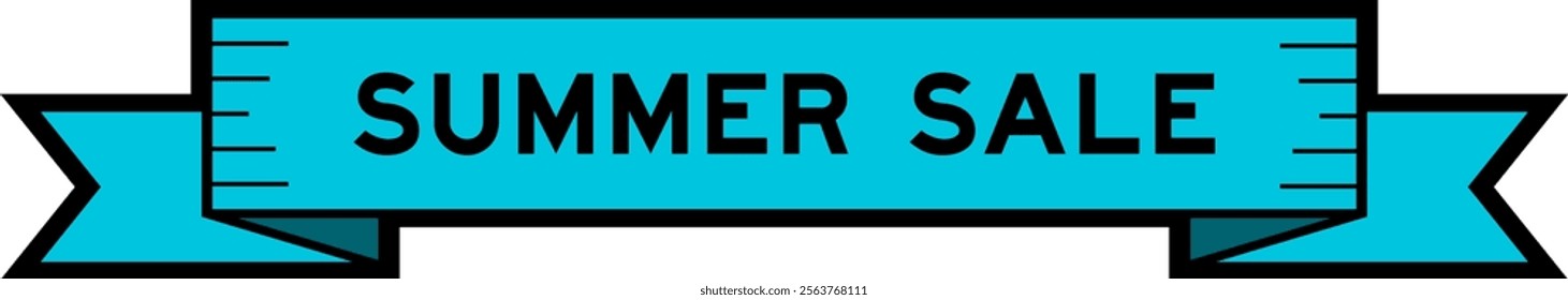 Ribbon label banner with word summer sale in blue color on white background