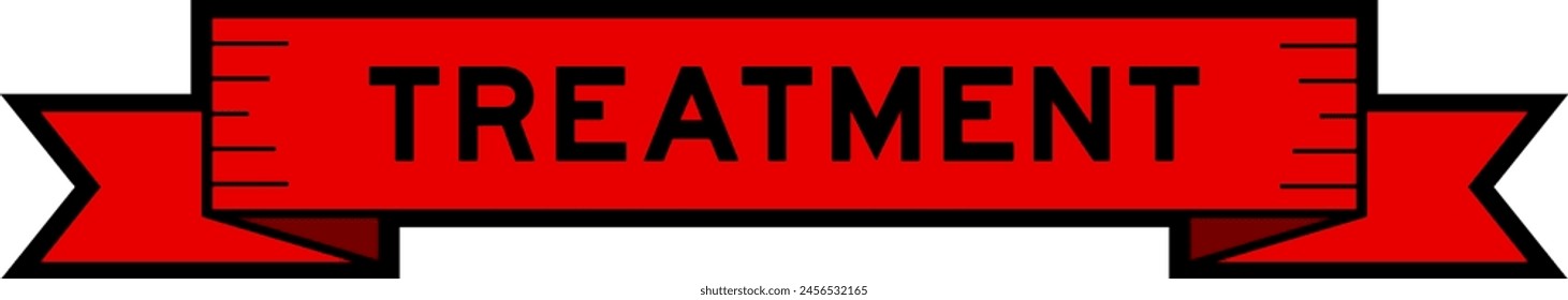 Ribbon label banner with word treatment in red color on white background