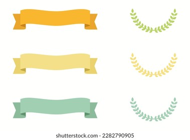 Ribbon label and bay leaves logo illustration (Print) svg